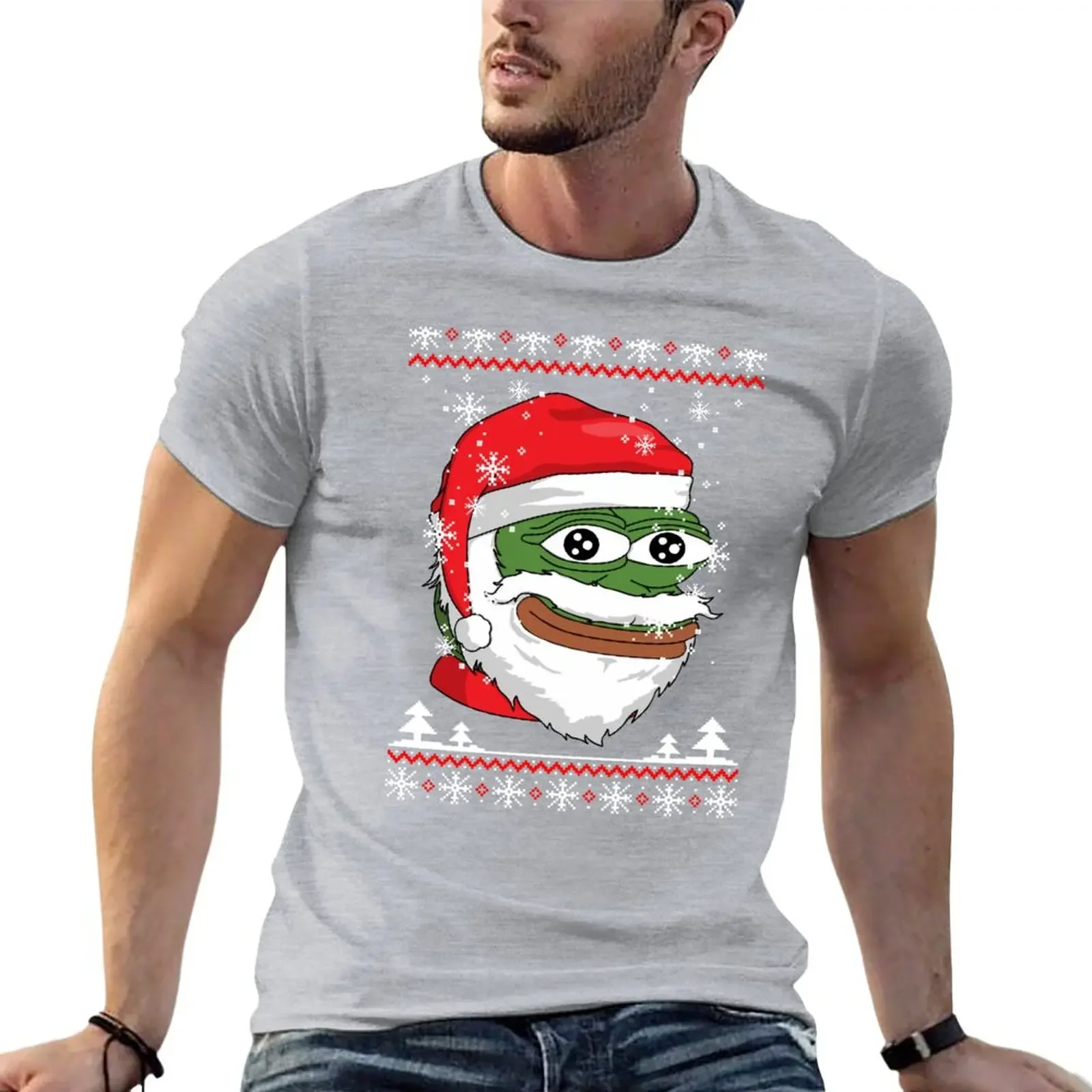 

Santa Pepe FeelsOkayMan T-Shirt Short sleeve tee plus size tops funnys plus sizes mens graphic t-shirts hip hop