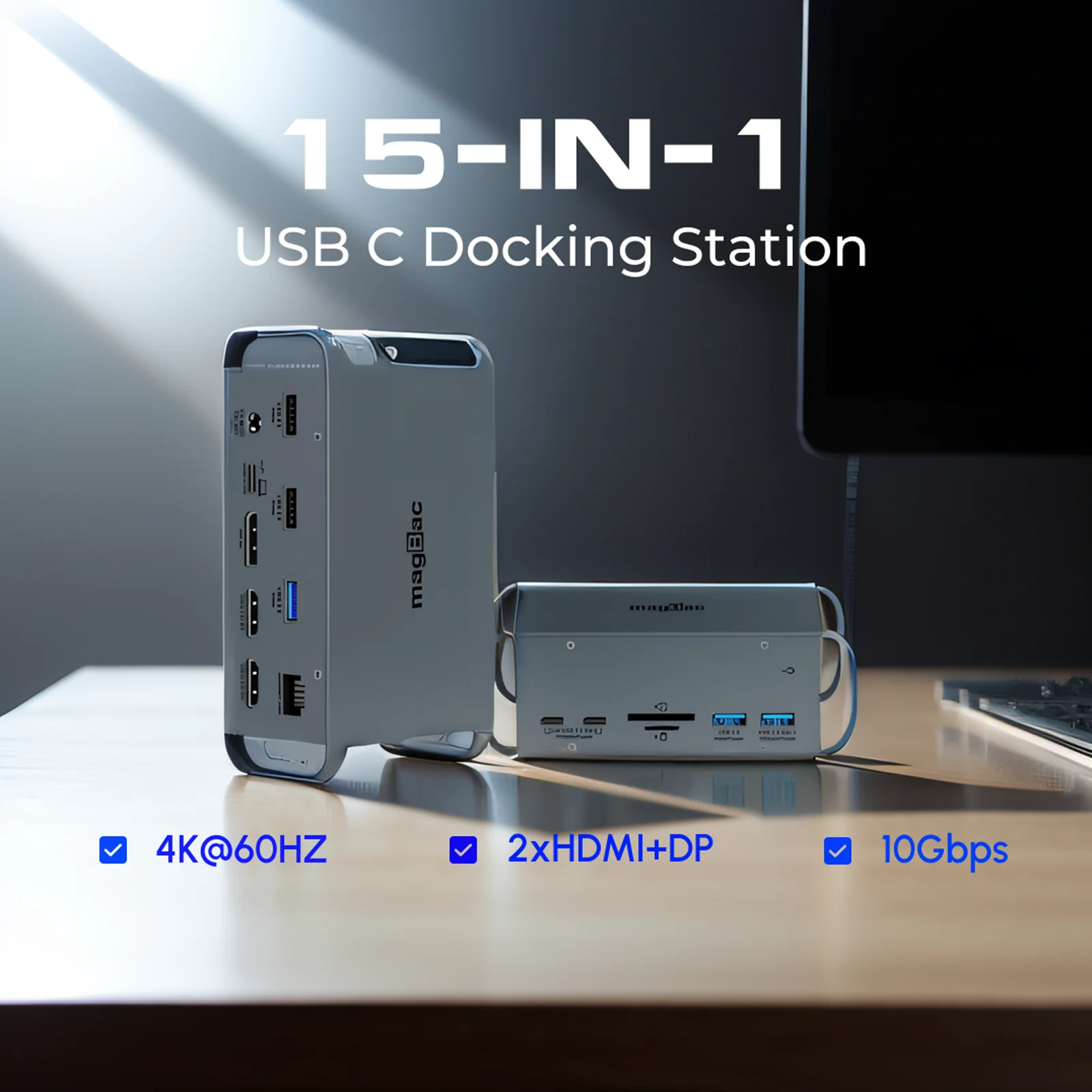 

Док-станция USB Type-C 10 Гбит/с, док-станция с тройным дисплеем для ноутбуков Thunerbolt 4/3, Lenovo, Thinkpad, Dell, HP, HDMI, DP, 4K, 60 Гц