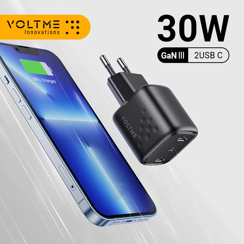 

VOLTME Fast Charger Fast Charger 30W PD 3.0 Type C Charger Power Port GaN III Mini Charger For iPhone 12 USB Charger Xiaomi 12