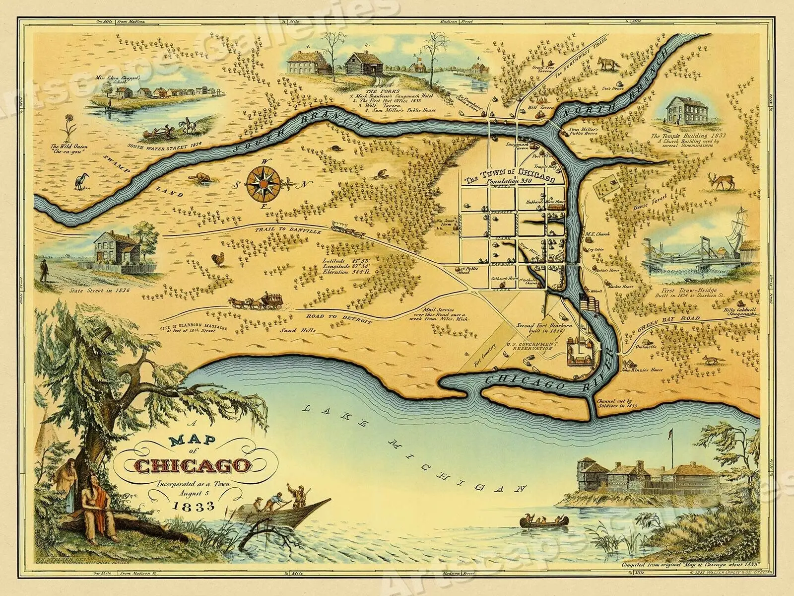 1833 Historic Map of Chicago Illinois Vintage Style Map Art Picture Print Silk Poster Home Wall Decor
1833 Historic Map of Chicago Illinois Vintage Style Map Art Picture Print Silk Poster Home Wall Decor