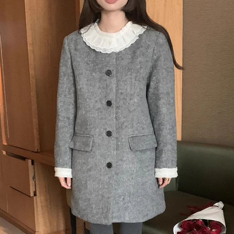 SuperAen 2024 Autumn/Winter Retro Style Lace Collar Single Breasted Contrast Color Long Woolen Coat
SuperAen 2024 Autumn/Winter Retro Style Lace Collar Single Breasted Contrast Color Long Woolen Coat