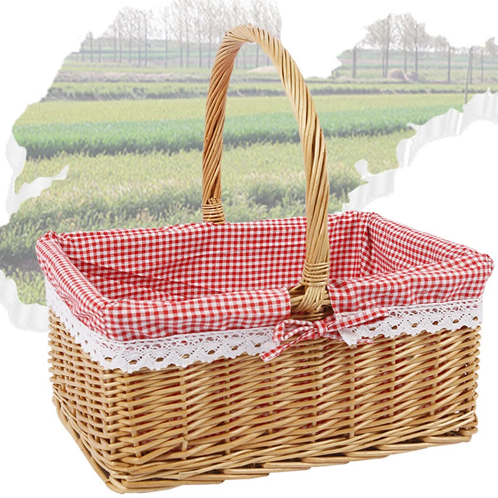 Woven Picnic Basket Pastoral Style Rectangular Shape Fruit Bread Holder Basket with Handle Candy Snack Basket for Home Outdoor
Woven Picnic Basket Pastoral Style Rectangular Shape Fruit Bread Holder Basket with Handle Candy Snack Basket for Home Outdoor