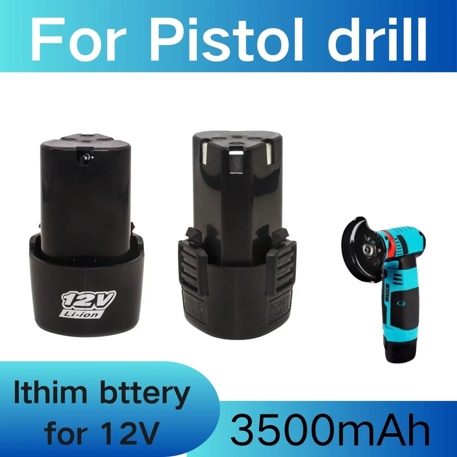 NEW Universal 12V 3000mah Battery Rechargeable Lithium-Ion for Electric Screwdriver Pistol Drill Mini Angle Grinder Tool
NEW Universal 12V 3000mah Battery Rechargeable Lithium-Ion for Electric Screwdriver Pistol Drill Mini Angle Grinder Tool