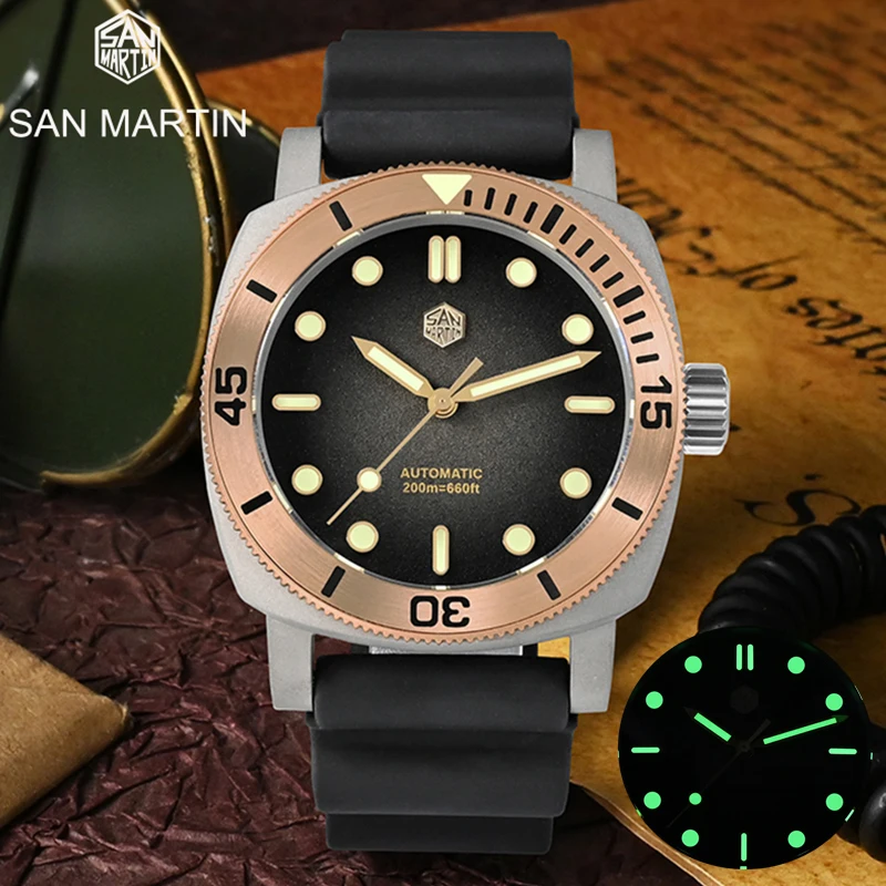 

San Martin Classic Retro Titanium Diver Watch Sapphire NH35 Automatic Men Mechanical Watch Bronze Bezel Luminous Waterproof 200m