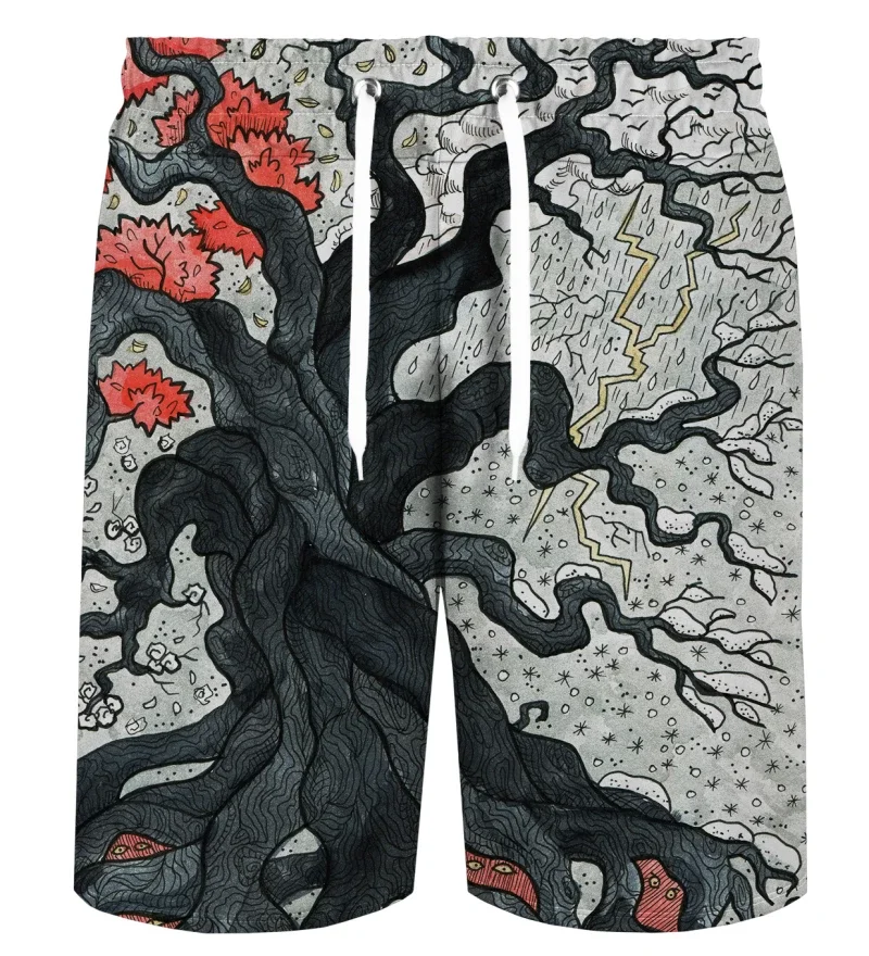 

Пляжные шорты для отпуска в гавайском стиле, мужские повседневные шорты с 3D принтом, ретро шорты с принтом дерева, длинные брюки, Купальники и плавки