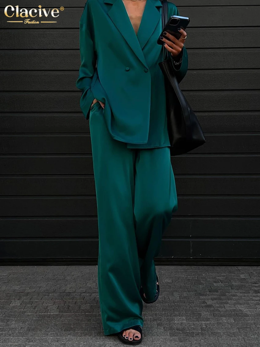 Tanio Clacive Fashion z długim rękawem Blazer zestawy dwuczęściowe damskie sklep