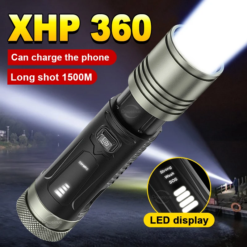 XHP360 High Power LED Flashlight 18650 Rechargeable Torch Zoom Super Bright Outdoor Camping Torch Long Shot Tactical Flashlights
XHP360 High Power LED Flashlight 18650 Rechargeable Torch Zoom Super Bright Outdoor Camping Torch Long Shot Tactical Flashlights