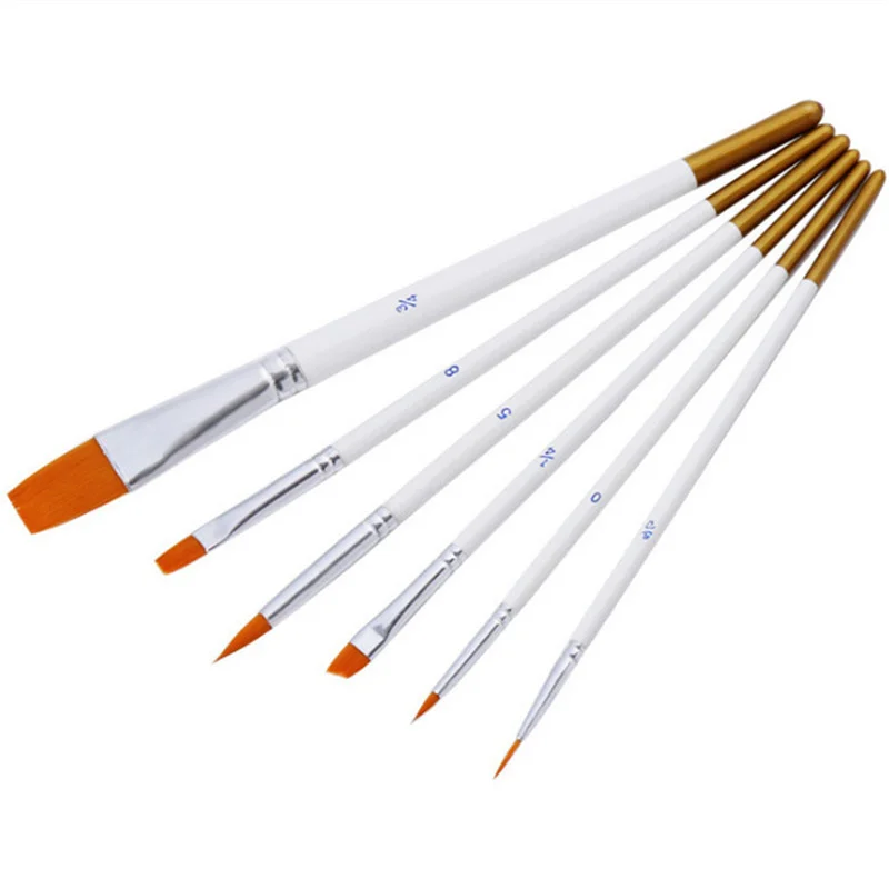 6 Pcs Art Brushes Set Round Head Flat Head Nylon White Brushes Oil Acrylic Watercolour Children Artist Student Oil Paint Brushes
6 Pcs Art Brushes Set Round Head Flat Head Nylon White Brushes Oil Acrylic Watercolour Children Artist Student Oil Paint Brushes