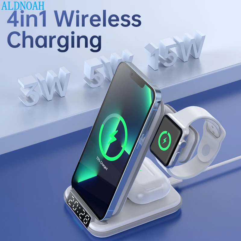 15W Qi Fast Wireless Charger Dock Station For iPhone 14 13 12 11 XS XR X 8 Apple Watch 7 6 SE AirPods With Clock Charging Stand
15W Qi Fast Wireless Charger Dock Station For iPhone 14 13 12 11 XS XR X 8 Apple Watch 7 6 SE AirPods With Clock Charging Stand