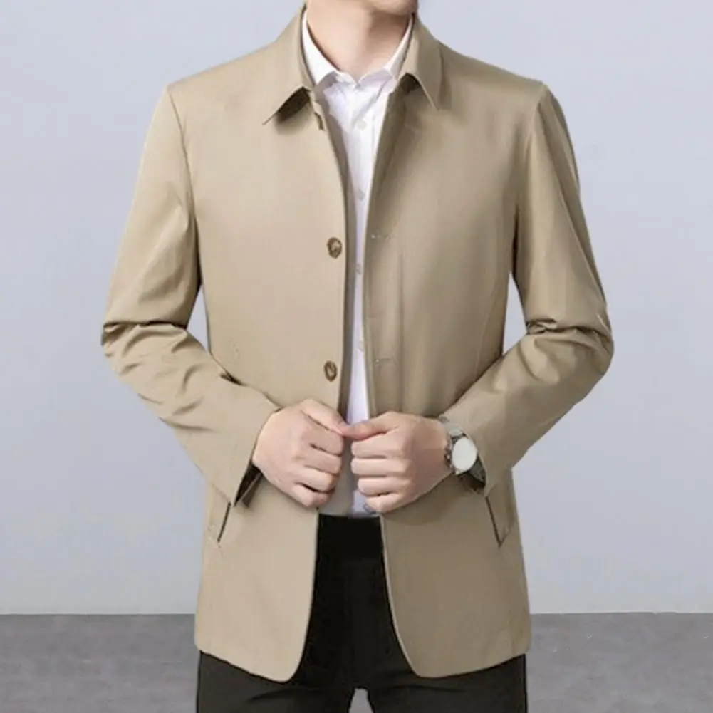 

Куртка мужская однобортная с отложным воротником, пиджак в деловом стиле, повседневный однотонный пиджак с длинными рукавами, весна-осень