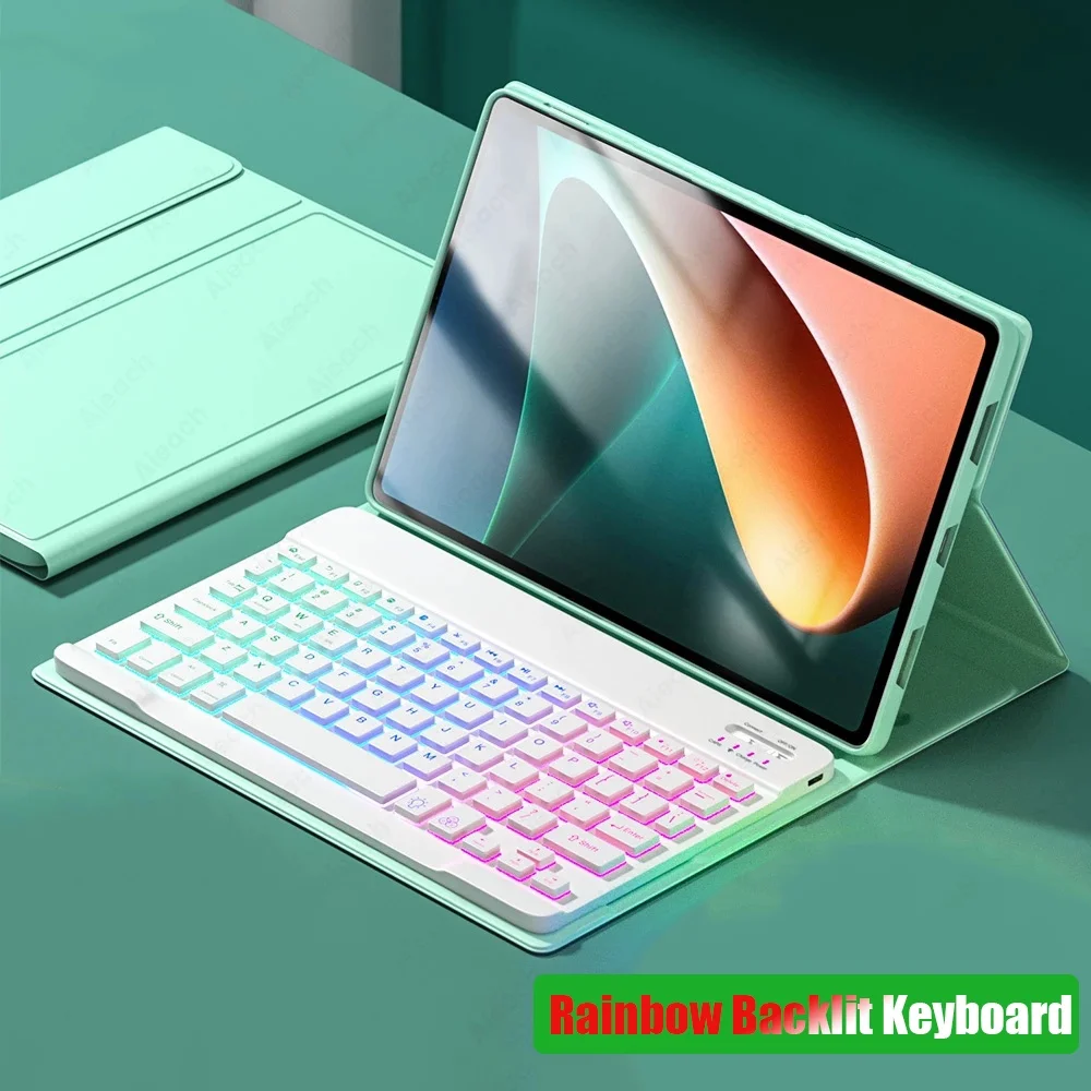 

Клавиатура Rainbo с подсветкой для Realme Pad 10,4 2021 дюйма, ультратонкая Защитная Кожаная клавиатура с откидной крышкой для Realme Pad 10,4 дюйма