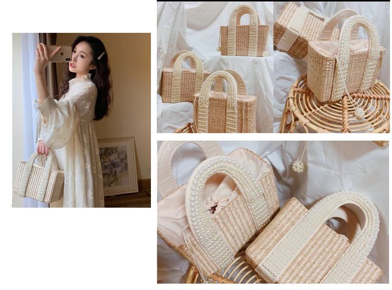 Pearl Beaded Wicker Tote - Luxury Beach Basket 1 S888a91d8cdc54469a2d2d6d73a30e9492