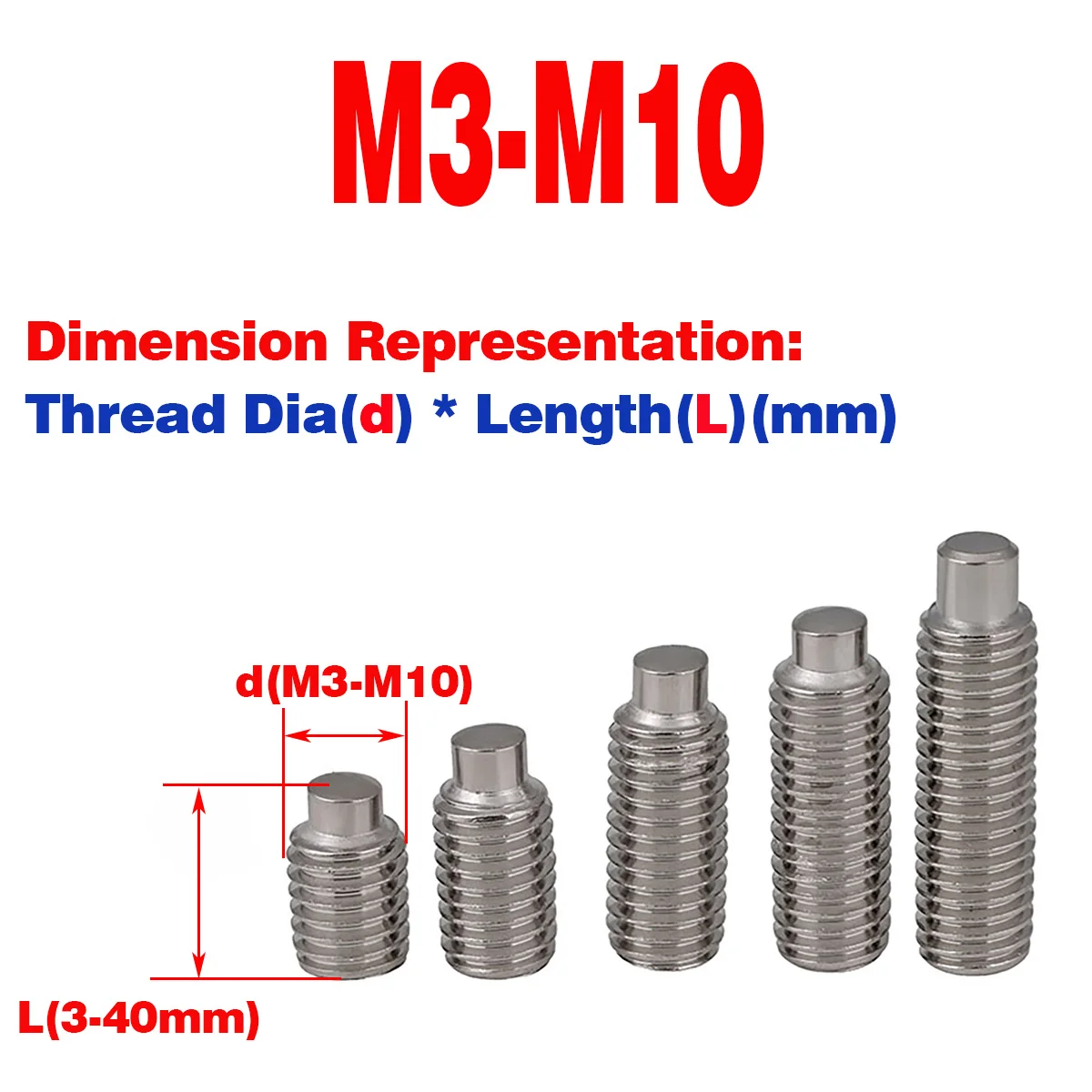 304 Stainless Steel Convex End Set Hexagon Socket Screw / Headless Screw M3M4M5M6M8M10
304 Stainless Steel Convex End Set Hexagon Socket Screw / Headless Screw M3M4M5M6M8M10