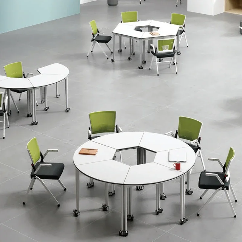 Folding desk, conference table, training table and chair combination, hexagonal table, movable trapezoidal splicing table
Folding desk, conference table, training table and chair combination, hexagonal table, movable trapezoidal splicing table