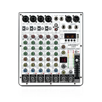 USB 오디오 인터페이스, 6 채널 오디오 믹서, ARVOMIC DJ 믹서, 블루투스 기능, 16 DSP 효과 및 3 밴드 EQ (ARMX-6)