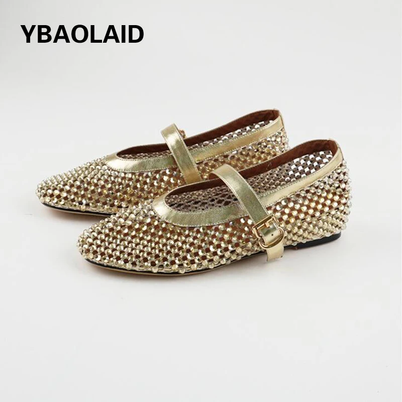 Fashion Crystal Decor Hollow Mesh Mary Jane Shoes Women Round Toe Buckle Belt Flat Ballet Shoes Women Casual Single Shoes Summer
Fashion Crystal Decor Hollow Mesh Mary Jane Shoes Women Round Toe Buckle Belt Flat Ballet Shoes Women Casual Single Shoes Summer