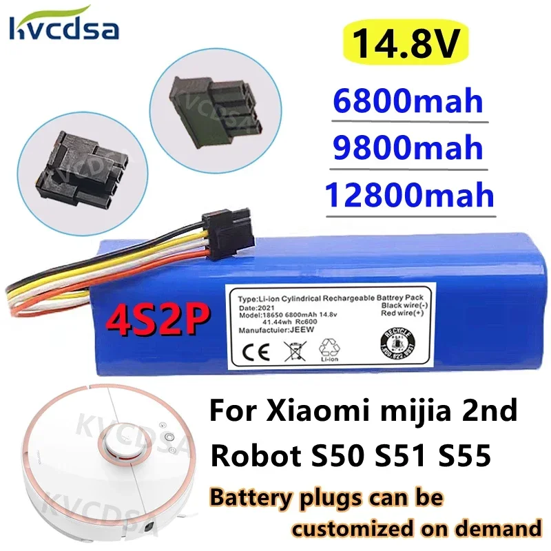 

6800mah li-ion Robotic Vacuum cleaner Replacement Battery for Xiaomi mijia 2nd Robot Roborock S50 S51 S55 Accessory Spare Parts