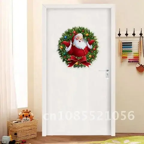

Santa Claus Christmas Wreath Wall Door Sticker Window Stickers Ornaments xmas Christmas Decorations For Home New Year 2022 nole