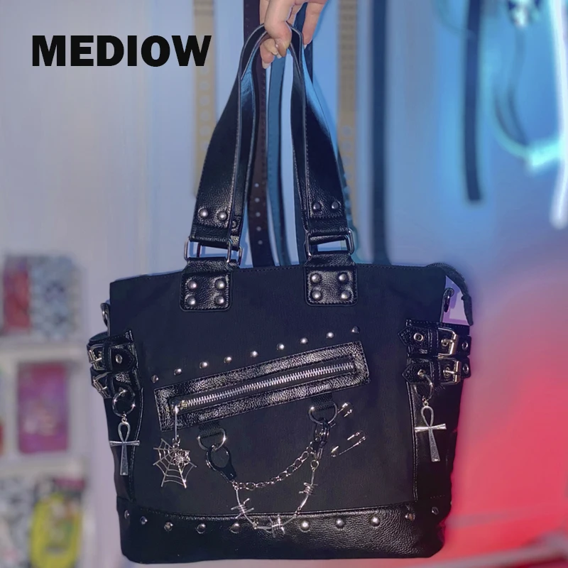 MEDIOW Punk Tote Bags For Women Luxury Designer Handbags And Purses 2023 New In Canvas Rivet Chain Large Capacity Y2K Shoulder
MEDIOW Punk Tote Bags For Women Luxury Designer Handbags And Purses 2023 New In Canvas Rivet Chain Large Capacity Y2K Shoulder
