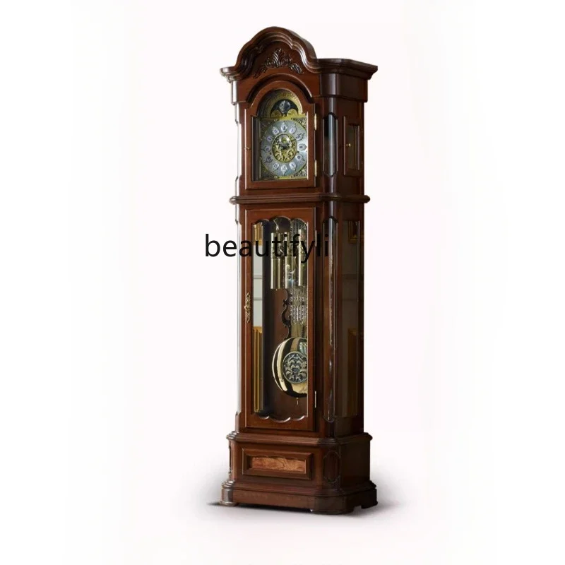 

German Hermle Mechanical Floor Clock European Style Villa Vertical Living Room Clock Retro Pendulum Clock