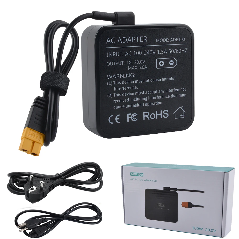ToolKitRC ADP100 100W 20V Power Supply With XT60 Output Adapter For M6D M6 M7 M6DAC ISDT Q8 Q6 GT Power Hota HTRC SkyRC Charger
ToolKitRC ADP100 100W 20V Power Supply With XT60 Output Adapter For M6D M6 M7 M6DAC ISDT Q8 Q6 GT Power Hota HTRC SkyRC Charger
