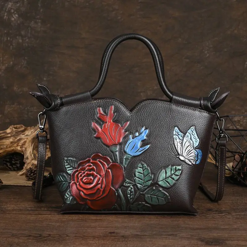 Women's Handbags Floral Bag Fashion Vintage Designer Messenger Real Leather Handbag High Quality Retro Shoulder Top-Handle Totes
Women's Handbags Floral Bag Fashion Vintage Designer Messenger Real Leather Handbag High Quality Retro Shoulder Top-Handle Totes