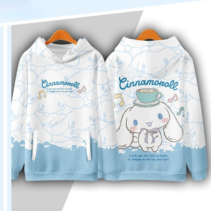 Милые толстовки Sanrio Cinnamoroll с мультяшным рисунком для родителей и детей для пар, красивые мягкие топы с круглым вырезом или шапкой для весны и осени
Милые толстовки Sanrio Cinnamoroll с мультяшным рисунком для родителей и детей для пар, красивые мягкие топы с круглым вырезом или шапкой для весны и осени