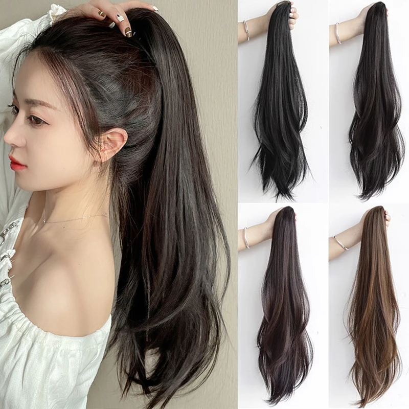 

PAGEUP Synthetic Ponytail Long Wavy Straight Claw Clip On Ponytail Hair Extension For Women Pony Tail Hair Hairpiece