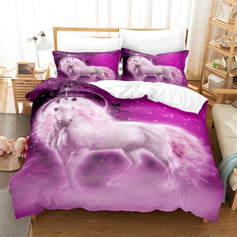 

Cartoon Children Bedding Set Unicorn Duvet Cover Set Full Twin For Kids Girls Room Decor Cute Animals Quilt Cover Fashion Design