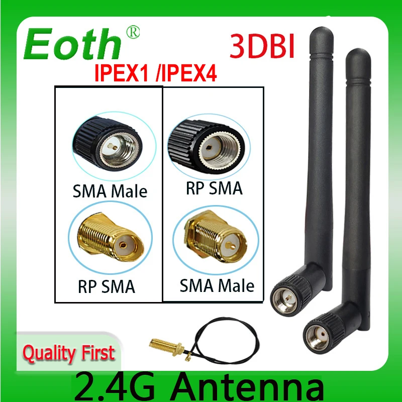 EOTH 5PCS 2.4GHz wifi antenna RP-SMA Male Connector 3dBi 2.4G Antena IOT IPX IPEX1 4 MHF4 Jack Male Extension Cord Pigtail Cable
EOTH 5PCS 2.4GHz wifi antenna RP-SMA Male Connector 3dBi 2.4G Antena IOT IPX IPEX1 4 MHF4 Jack Male Extension Cord Pigtail Cable