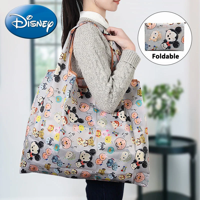 

Disney Cartoon Mickey Mouse Tote Bags Donald Duck Women Waterproof Shopping Bag Foldable Portable Storage Bags