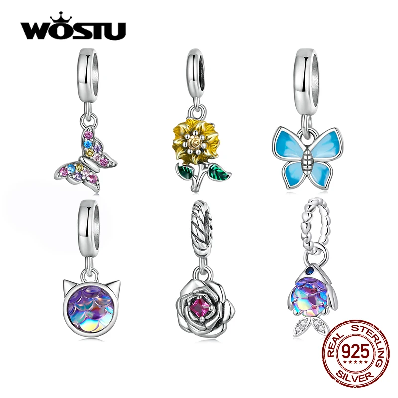 WOSTU Fashion Sunflower Charms Beads Real 925 Sterling Silver Butterfly Rose Pendent Fit Original DIY Bracelet Necklace Jewelry
WOSTU Fashion Sunflower Charms Beads Real 925 Sterling Silver Butterfly Rose Pendent Fit Original DIY Bracelet Necklace Jewelry