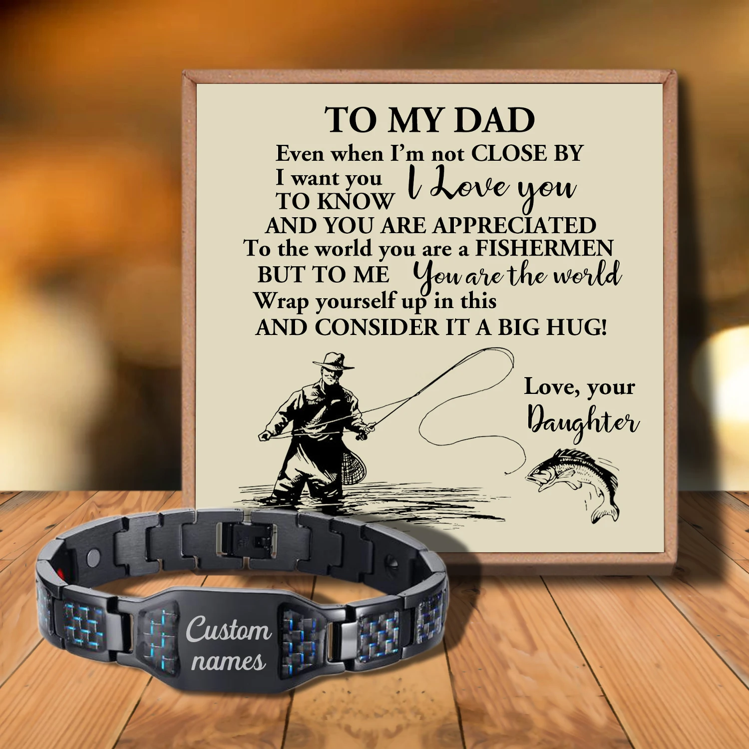 

Sac3219 To My Dear Dad Never Forget That I Love from Love Daughter Customizable Message Card Bracelet for Birthday Anniversary