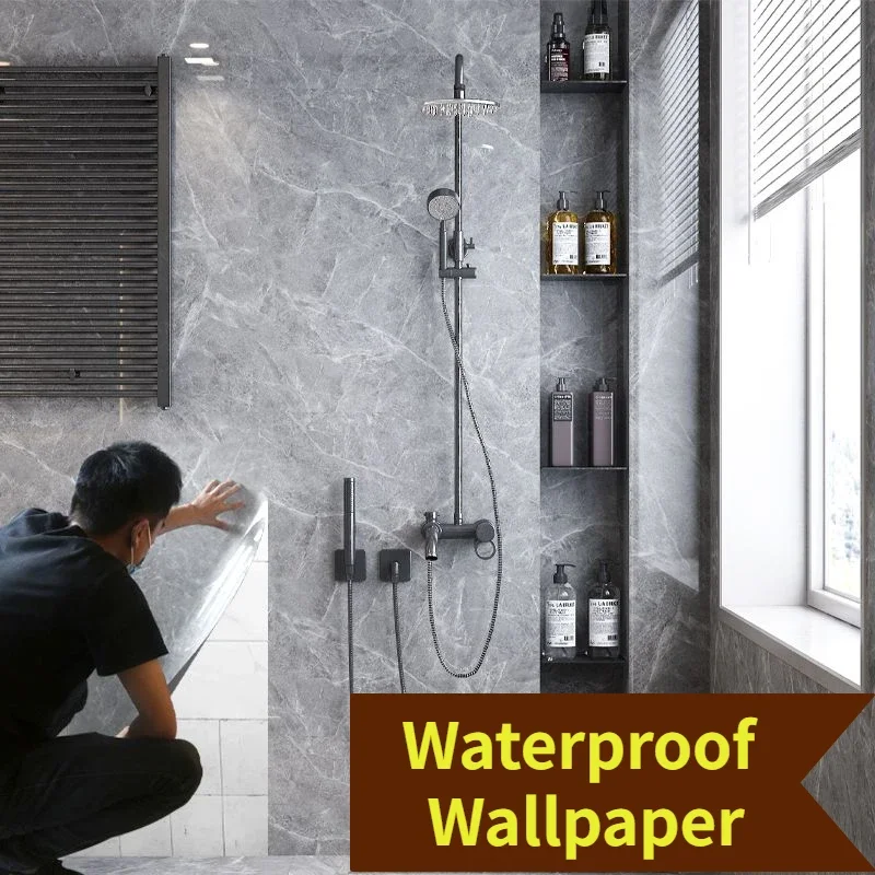 

Adhesive Wallpaper Roll with 10 Meters Waterproof Stickers for Bathrooms Kitchen Renovation Marble Tile Sticker Home Decoration