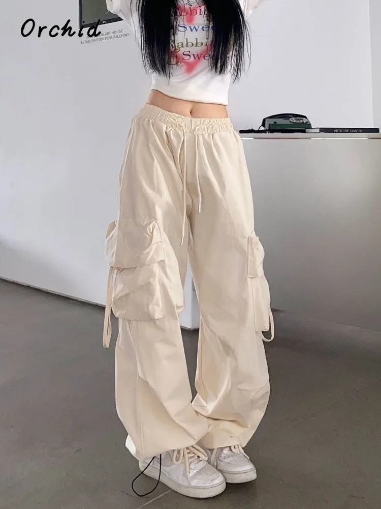 

Women's Y2K Wide Leg Drawstring Baggy Elastic Waist Cargo Pants Vintage Trashy Mopping Sweatpant Casual Daily Joggers Trousers