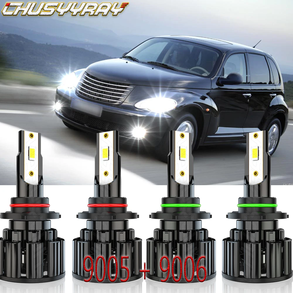 CHUSYYRAY Car lights Compatible For Chrysler PT Cruiser 2001-2010 4x 9005 9006 Hi/Lo Beam Bulbs Combo 6009K Pure White luzes
CHUSYYRAY Car lights Compatible For Chrysler PT Cruiser 2001-2010 4x 9005 9006 Hi/Lo Beam Bulbs Combo 6009K Pure White luzes