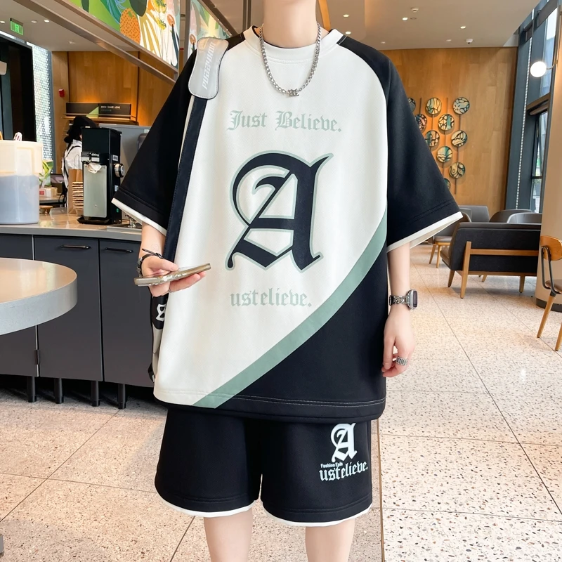 Summer Men Short Sleeve Tshirt Shorts Suits Fashion Retro Oversized Streetwear Hip Hop Loose Round Neck Tshirt Men Tops M-3XL
Summer Men Short Sleeve Tshirt Shorts Suits Fashion Retro Oversized Streetwear Hip Hop Loose Round Neck Tshirt Men Tops M-3XL
