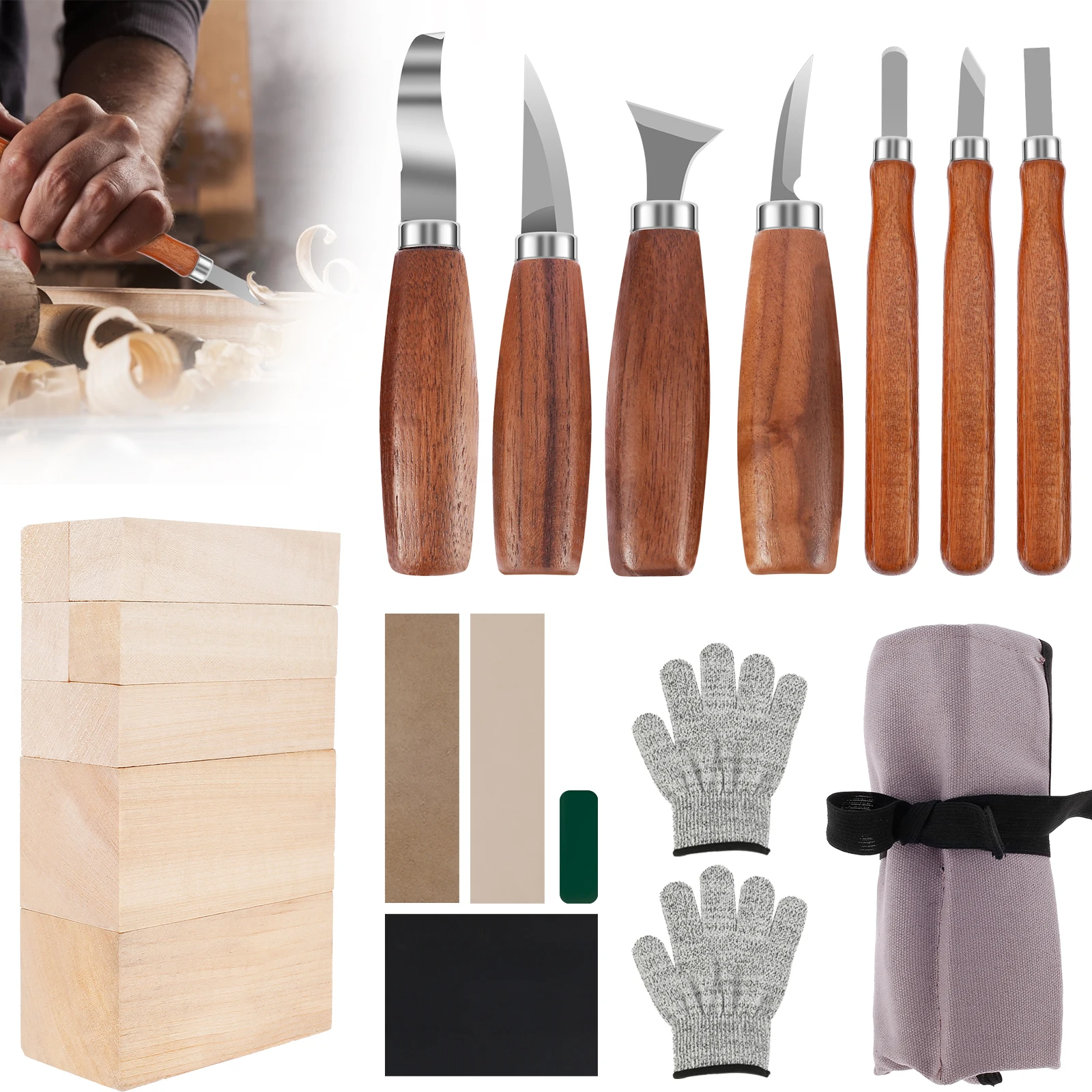 20Pcs Wood Carving Kit Wood Whittling Tools with Basswood Gloves Wax Sandpaper Professional Whittling Cutter Set Multipurpose
20Pcs Wood Carving Kit Wood Whittling Tools with Basswood Gloves Wax Sandpaper Professional Whittling Cutter Set Multipurpose