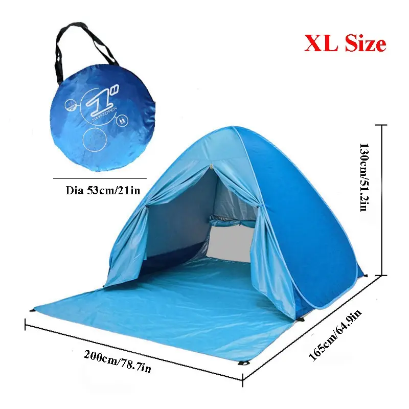 Pop Up Beach Tent with Door Curtain Automatic Quickly Open Outdoor Camping Tour Ultralight Sunscreen Portable Sunscreen 2Persons
Pop Up Beach Tent with Door Curtain Automatic Quickly Open Outdoor Camping Tour Ultralight Sunscreen Portable Sunscreen 2Persons
