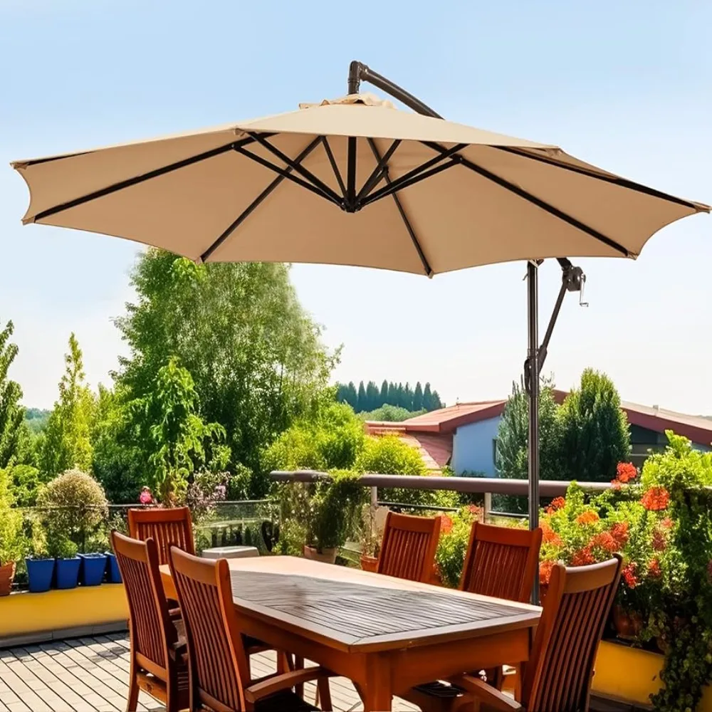 

wikiwiki H Series Patio Offset Hanging Umbrella 10 FT Cantilever Outdoor Umbrellas w/Infinite Tilt, Fade Resistant Waterproof