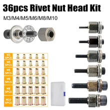 Hand Rivet Gun Head Set For Rivet Nut GunTool M3/M4/M5/M6/M8/M10 Simple Installation Manual Riveter 36pcs Aluminum Alloy Rivnut
Hand Rivet Gun Head Set For Rivet Nut GunTool M3/M4/M5/M6/M8/M10 Simple Installation Manual Riveter 36pcs Aluminum Alloy Rivnut