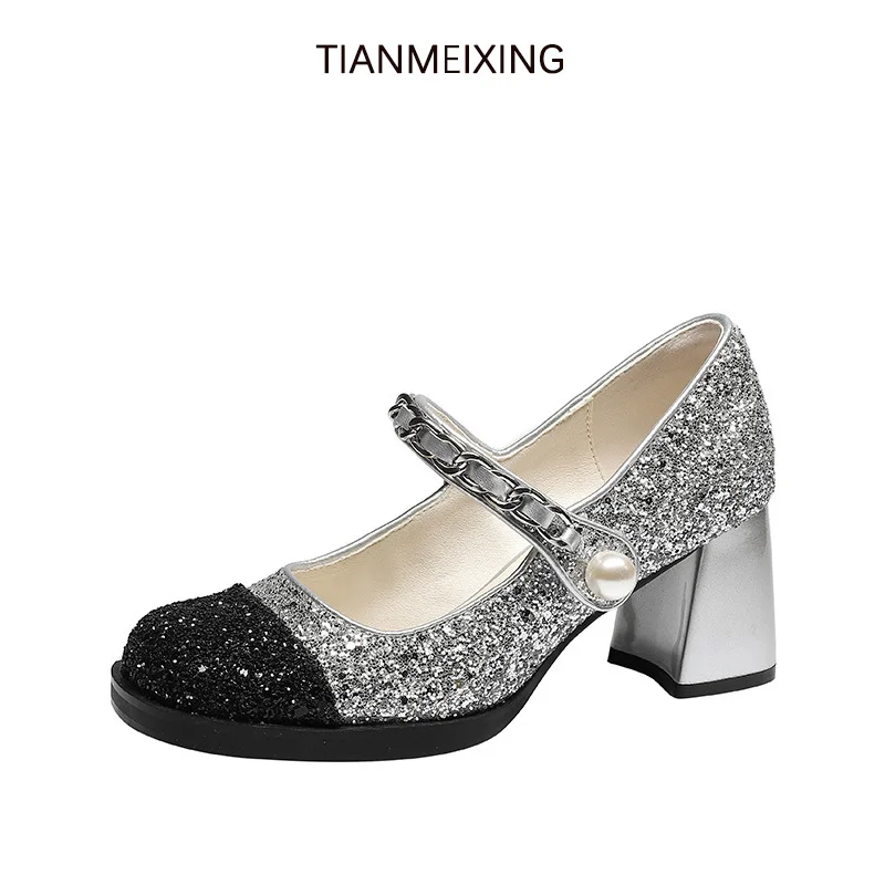 2023 Spring and Autumn New Sexy Pearl Round Head Button High Heel Single Shoes Thick Heel Mary Jane Leather Women Shoes
2023 Spring and Autumn New Sexy Pearl Round Head Button High Heel Single Shoes Thick Heel Mary Jane Leather Women Shoes