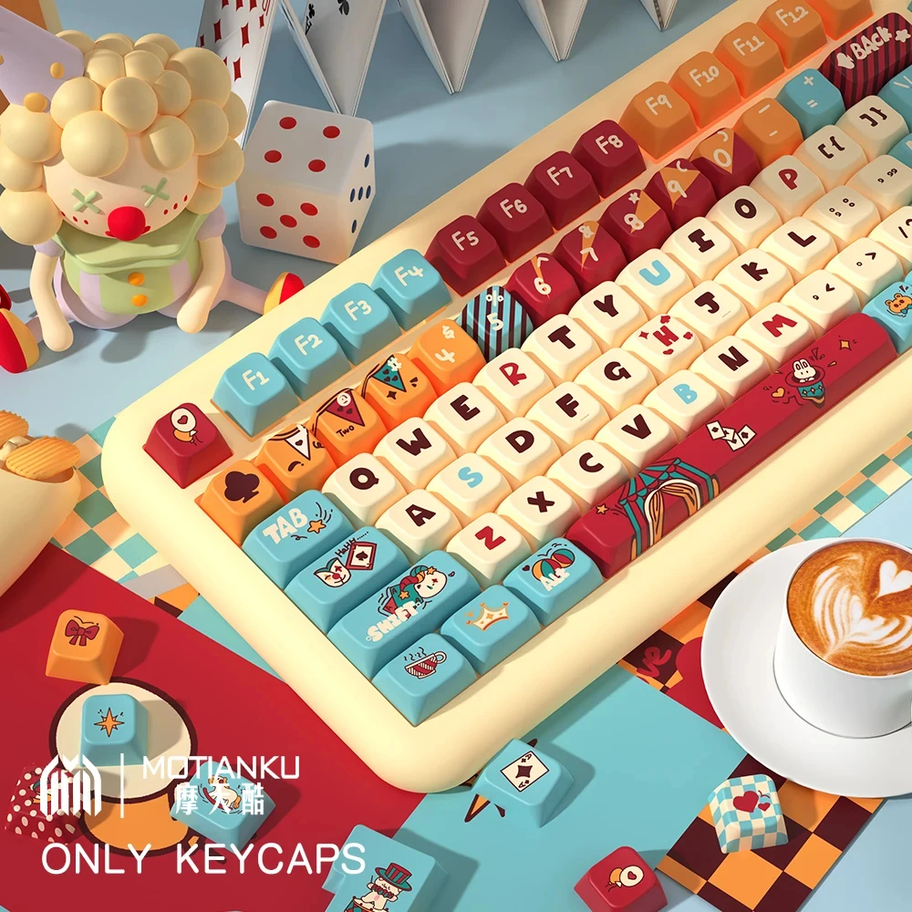 

KYOMOT 158 Keys Wonderful Circus Keycaps MDA Profile ISO Layout PBT Dye Sub for MX Switch DIY Layout Ducky Mechanical Keyboard
