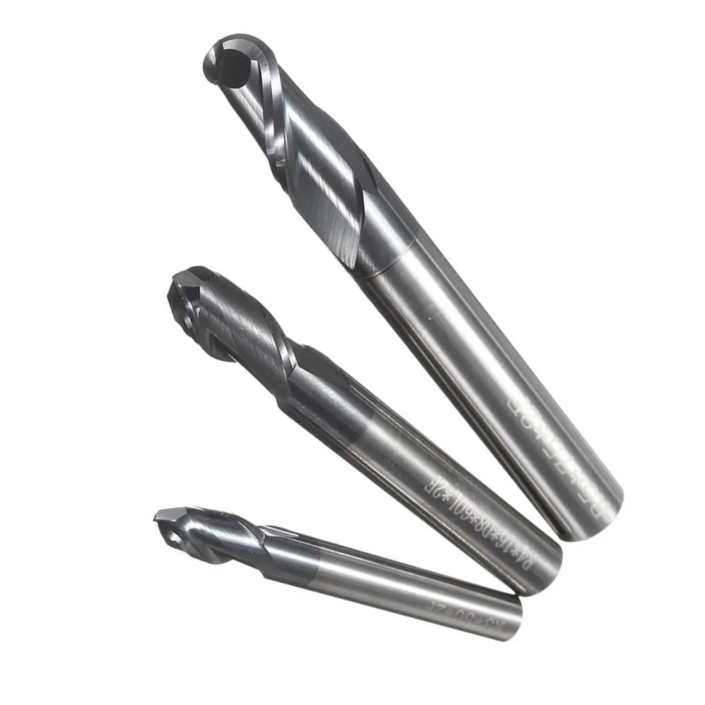 3PCS 2-Flute Solid Carbide End Mill Ball Nose Tungsten Coated CNC Cutter Milling Cutter CNC Metalworking Machinery Industrial
3PCS 2-Flute Solid Carbide End Mill Ball Nose Tungsten Coated CNC Cutter Milling Cutter CNC Metalworking Machinery Industrial