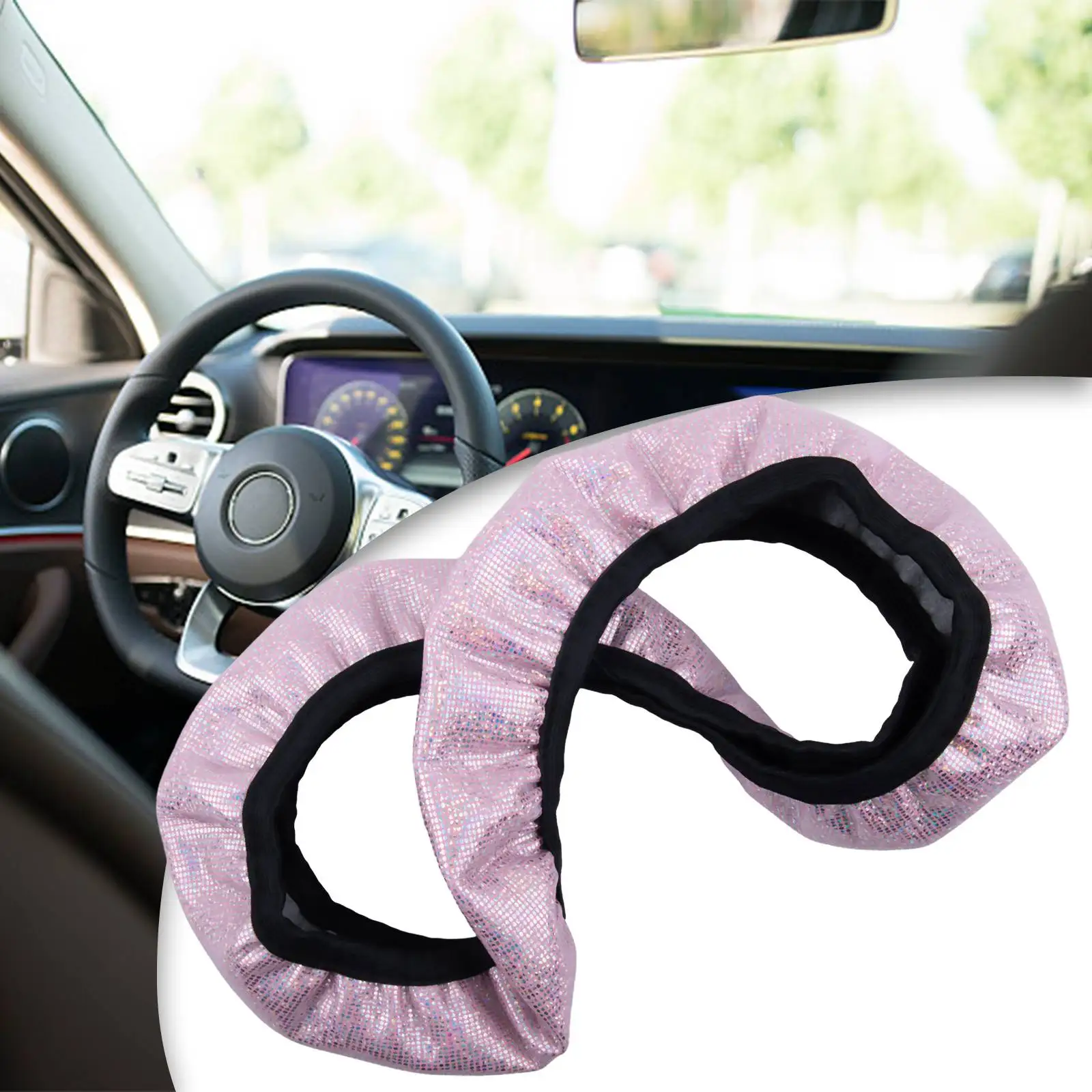 

Brand New Steering Wheel Cover Handbrake Cover *Color: Pink Soft 100% Brand New Spare Parts 14.56-14.96 Inches Universal