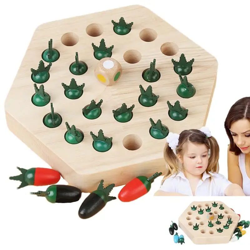 

Деревянная игра с памятью в форме моркови, цветная сортировка, игра с памятью, Ранняя развивающая игрушка Монтессори, развивающий набор шахматных настольных игр