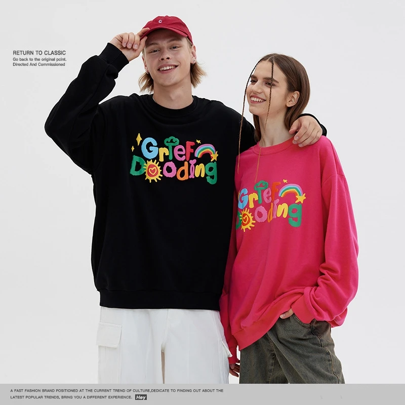 Hip Hop Letter Foaming Printed Round Neck Hoodies Men and Women Couples Casual Loose Tops Coat Autumn Trend Pullover Sweatshirts
Hip Hop Letter Foaming Printed Round Neck Hoodies Men and Women Couples Casual Loose Tops Coat Autumn Trend Pullover Sweatshirts