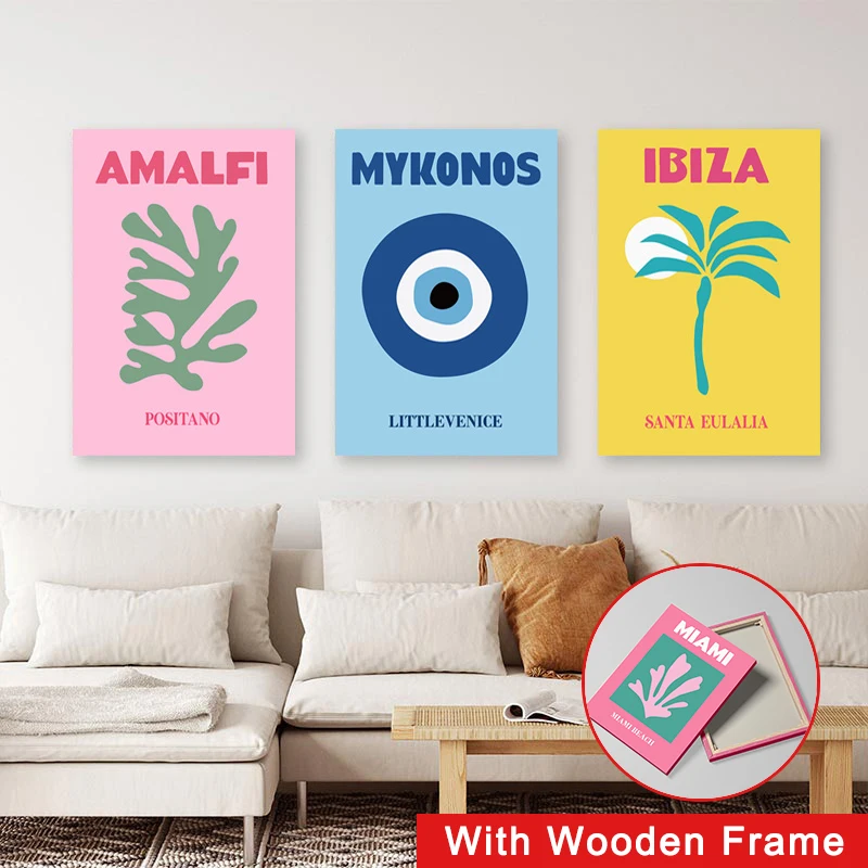 Framed Mykonos Ibiza Miami Bondi Amalfi St.tropez Colourful Canvas Painting Travel Print Abstract Poster Nordic Wall Art Decor
Framed Mykonos Ibiza Miami Bondi Amalfi St.tropez Colourful Canvas Painting Travel Print Abstract Poster Nordic Wall Art Decor