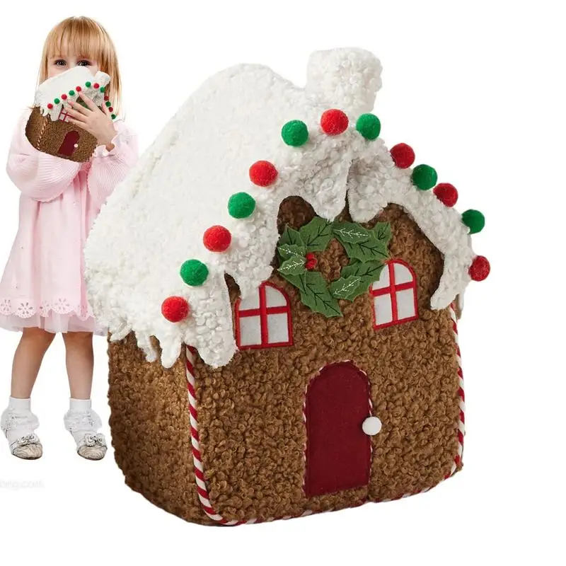 

Plush Gingerbread House Fluffy Gingerbread House Pillow Plushie Christmas Gingerbread Ornament For Children Room Nursery Room