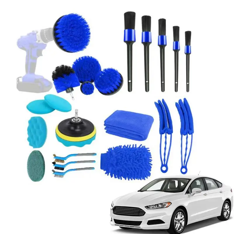 

Car Detailing Brushes Set 22pcs Auto Detailing Brush Set Drill Scrubber Brush Kit Car Cleaning Supplies For Cleaning Wheels